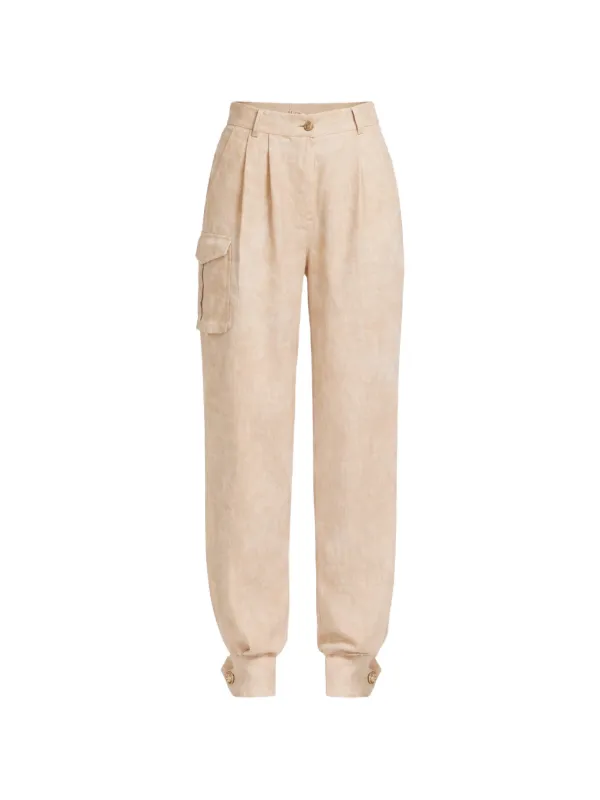 Elie Saab Cargo Linen Trousers in Neutrals