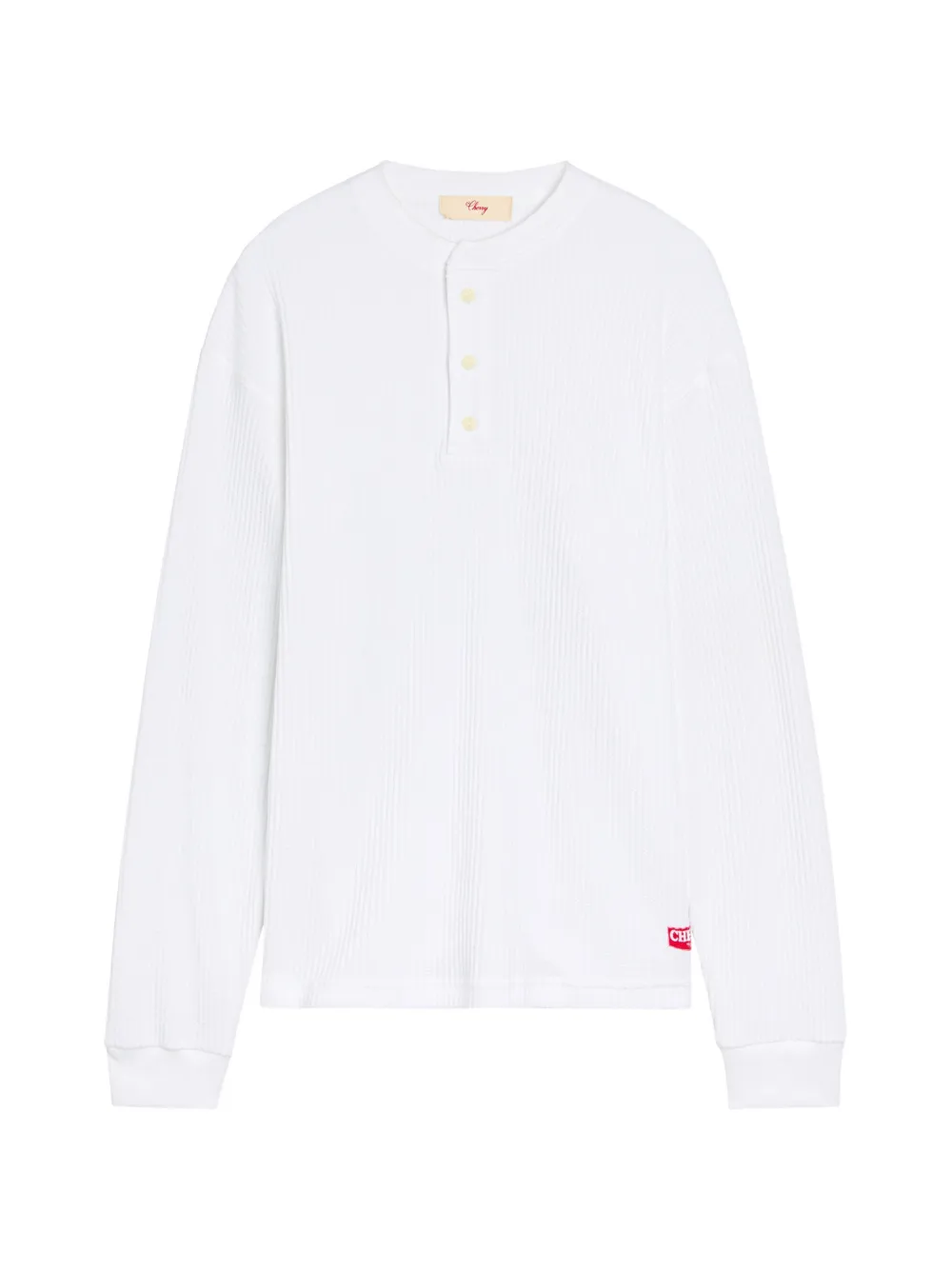 Cherry La Waffle Button T-shirt In White