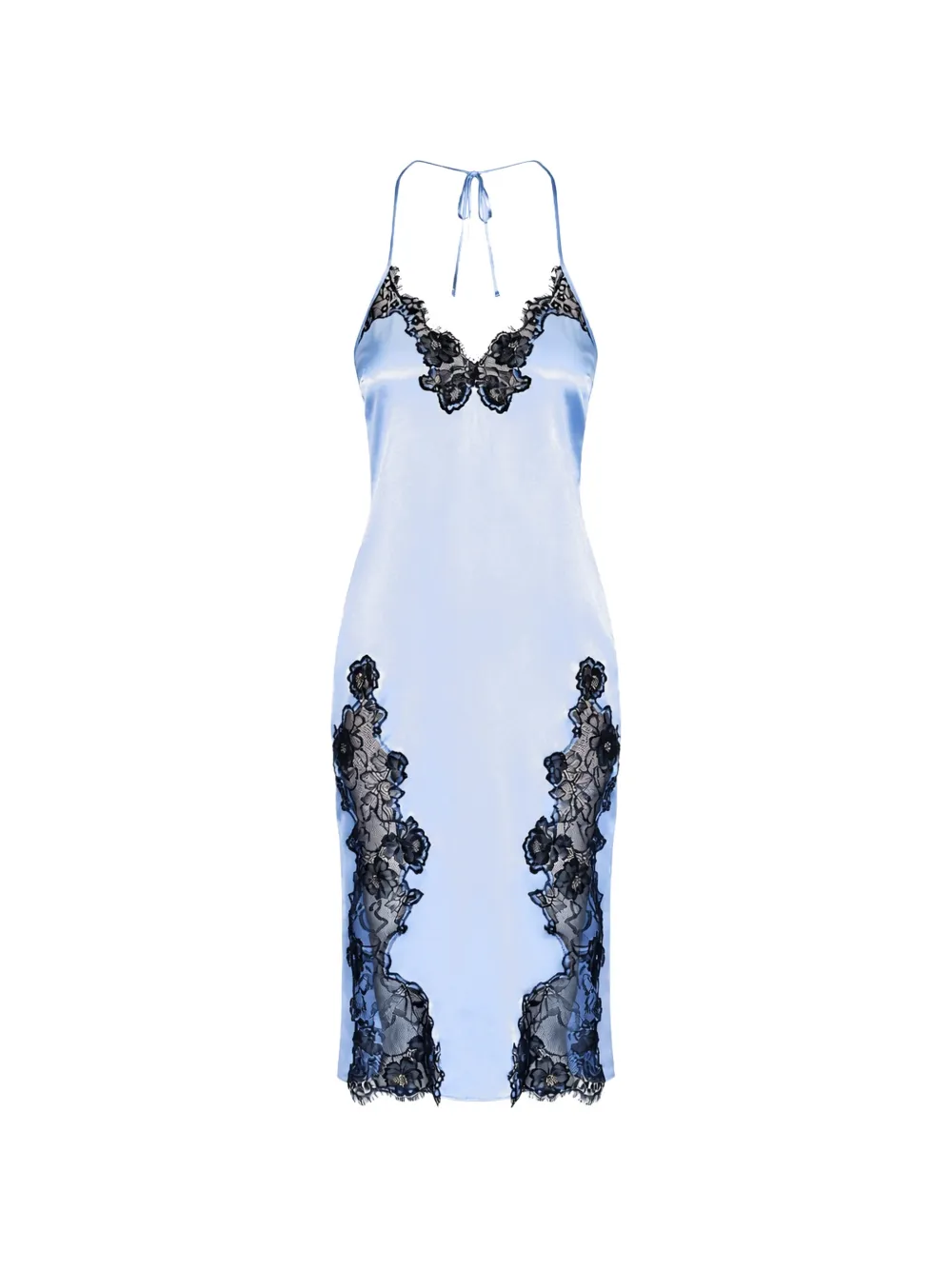 Fleur Du Mal Juliet lace-detail slip midi dress - Blu