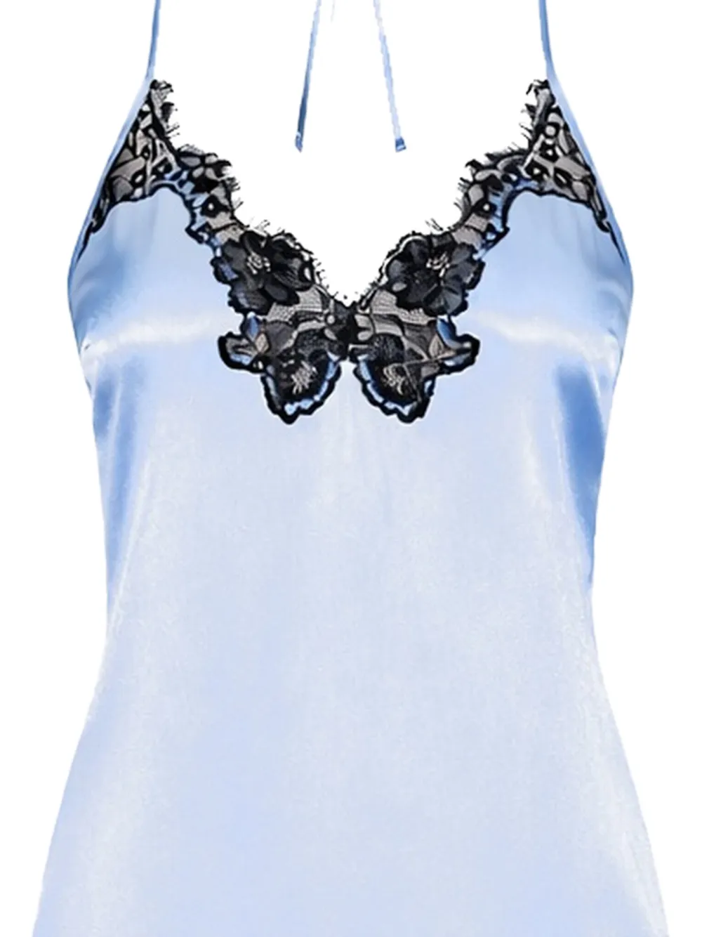 Fleur Du Mal Juliet lace-detail Slip Midi Dress | Blue | FARFETCH