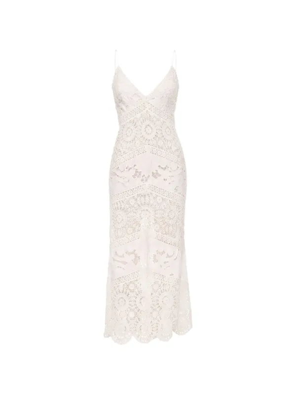 loveshackfancy crochet dress LoveShackFancy Rohesia Floral Crochet V-Neck Maxi Dress