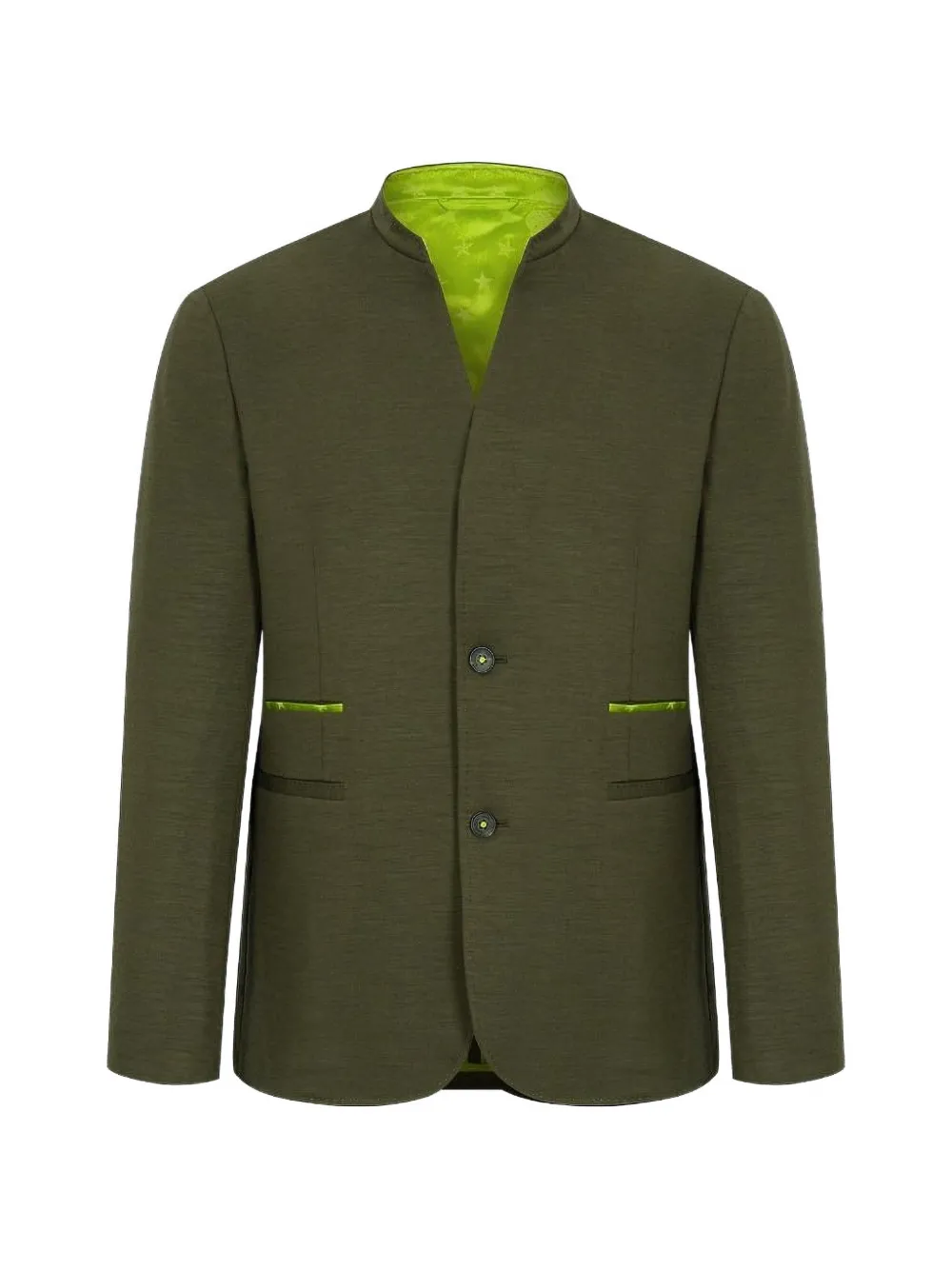 Shanghai Tang contrast-binding wool blazer - Grün