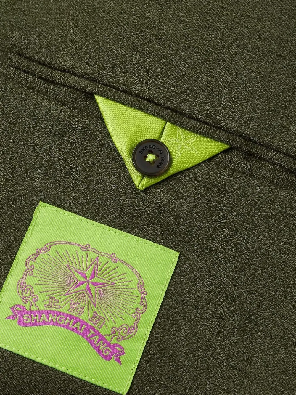  Shanghai Tang Contrast-binding Wool Blazer - Green 