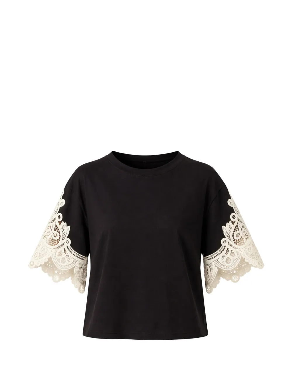 TWINSET lace-detail T-shirt - Nero