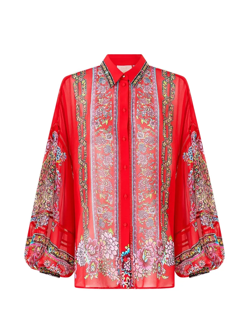 Camilla Artisans Of Anatolia balloon sleeve blouse - Rosso