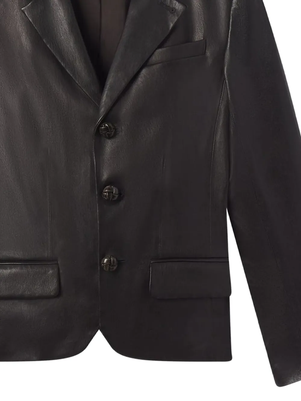 Frame Buttoned Leather Blazer - Black 