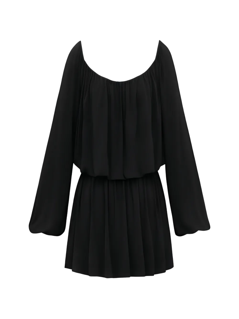Saint Laurent long-sleeve gathered mini dress - Schwarz