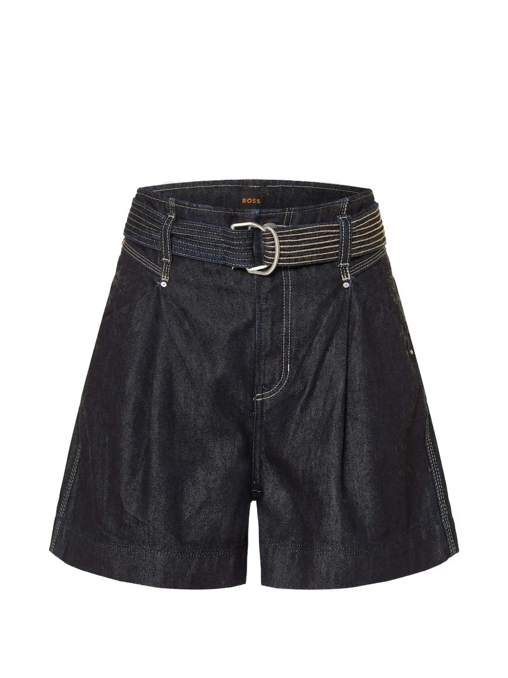 BOSS belted denim shorts - Blu
