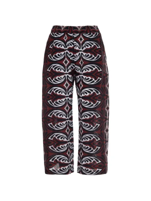 Devotion patterned elasticated-waistband trousers