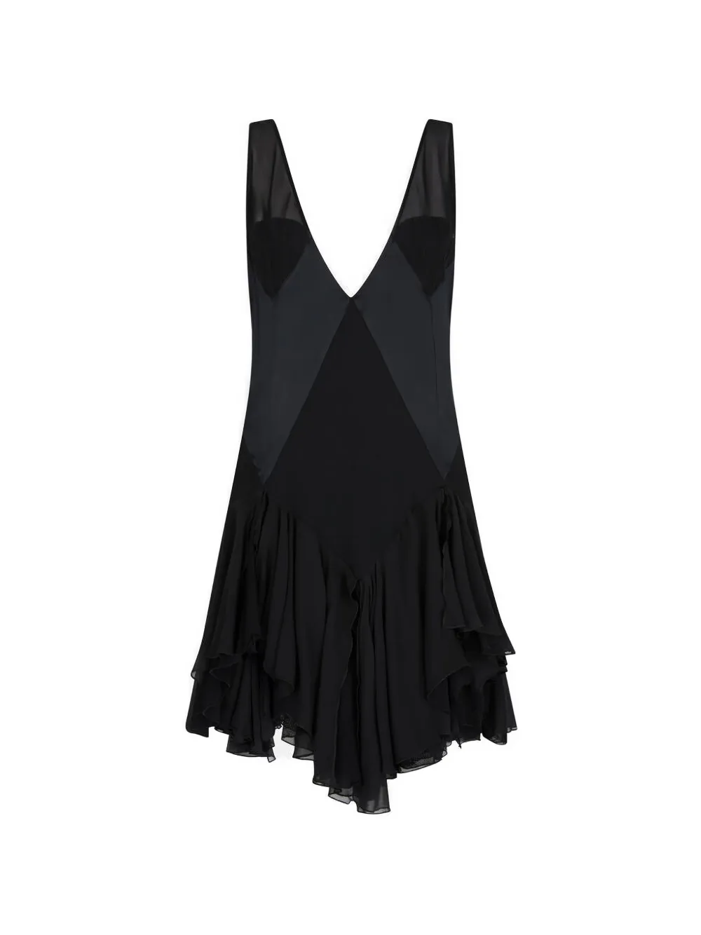 The Attico V-neck ruffled dress - Nero