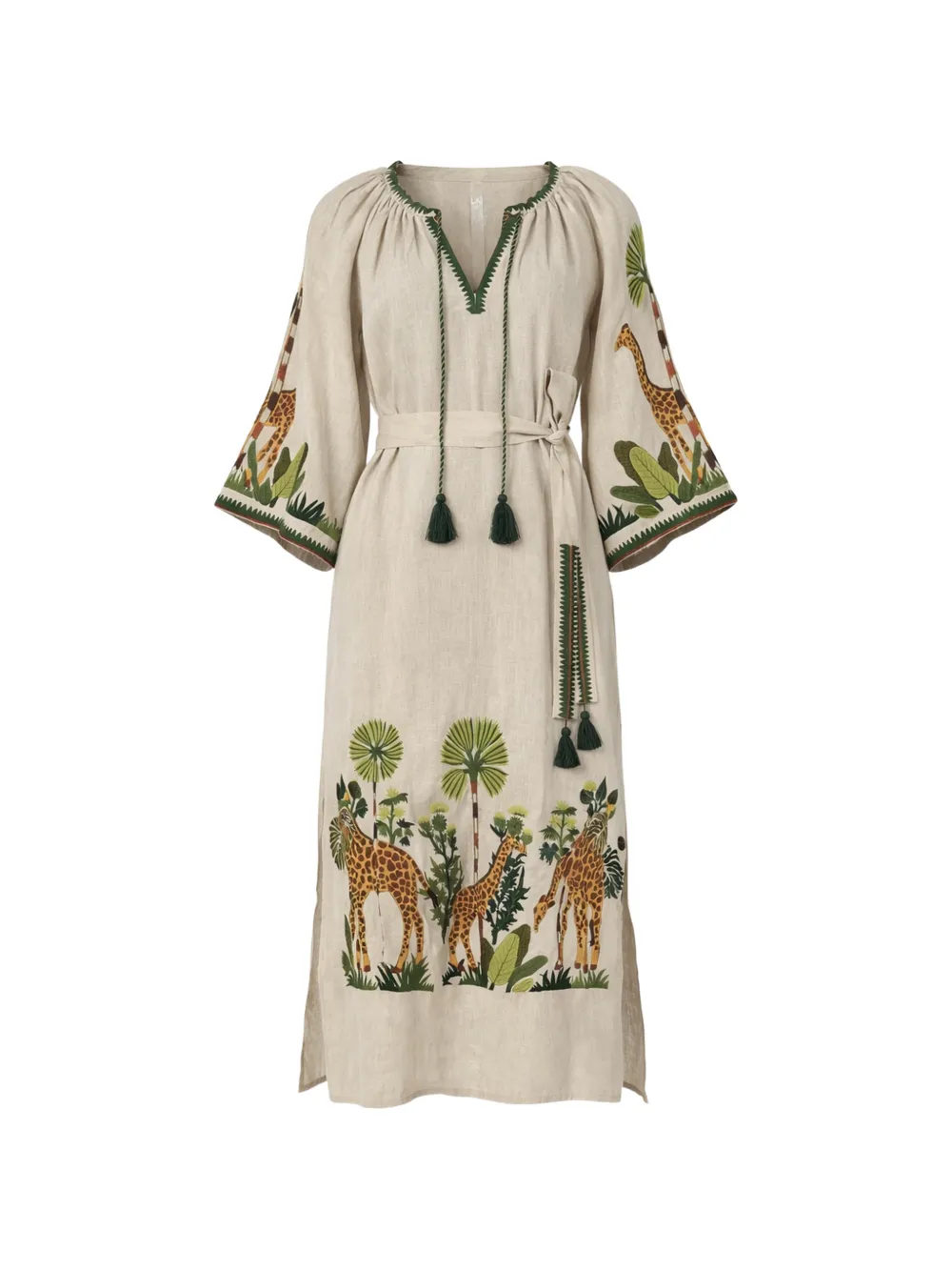 Benaras By Citrus giraffe embroidery dress - Toni neutri