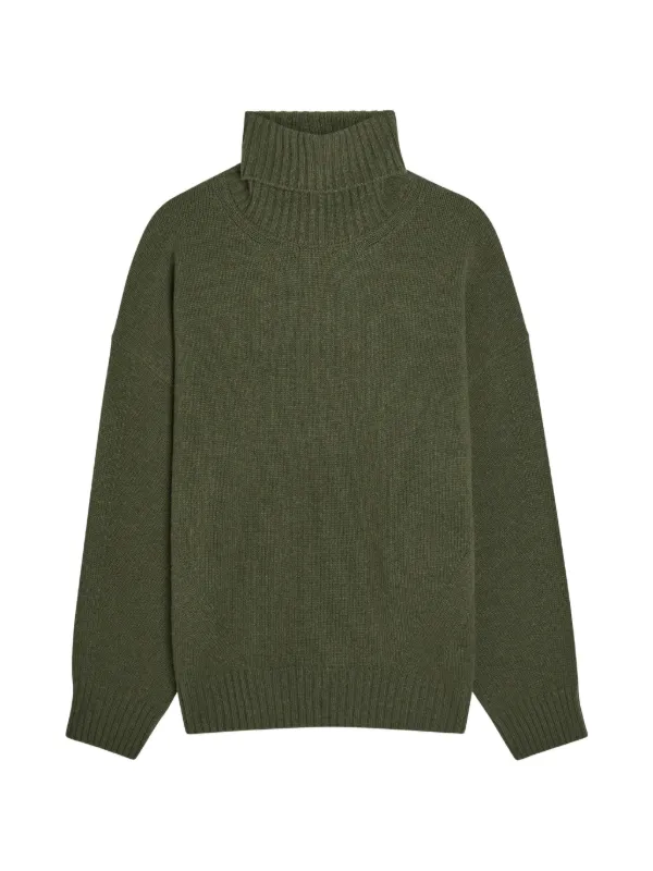 Another Tomorrow Roll-neck Sweater in Green