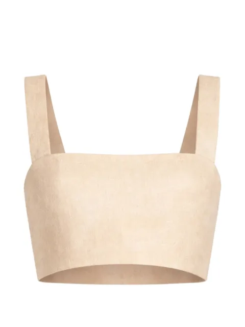 Elie Saab printed linen crop top