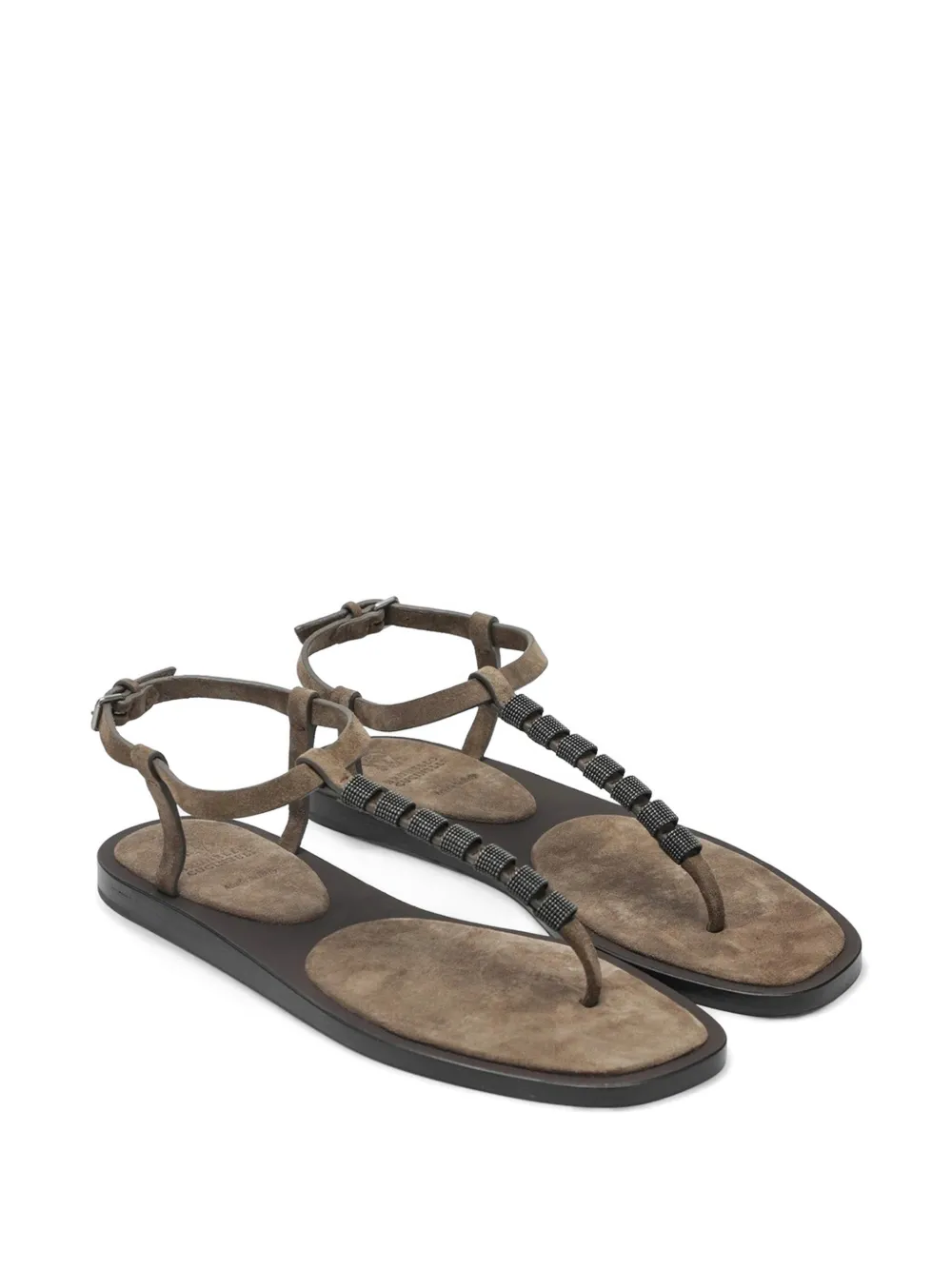 Brunello Cucinelli Sandalen met kralenbandje Bruin