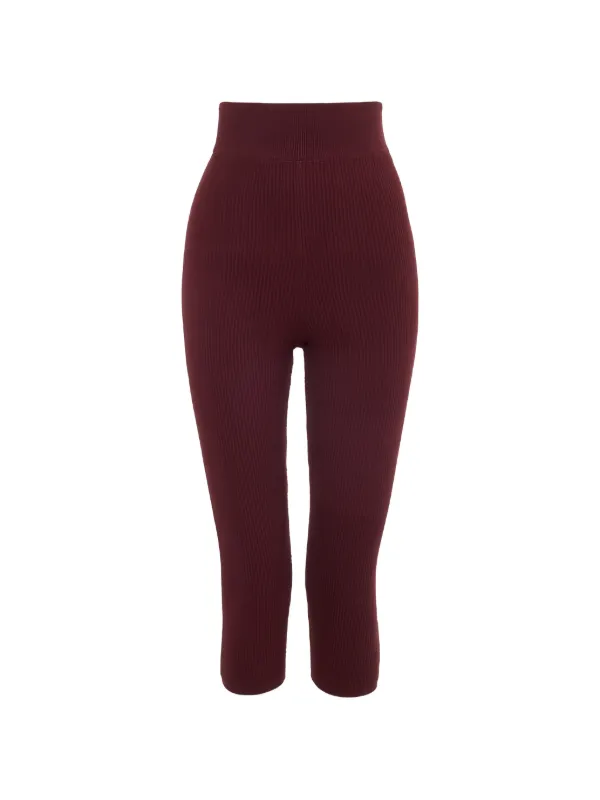 Chloé Capri Leggings in a Stretch Knit in Brown