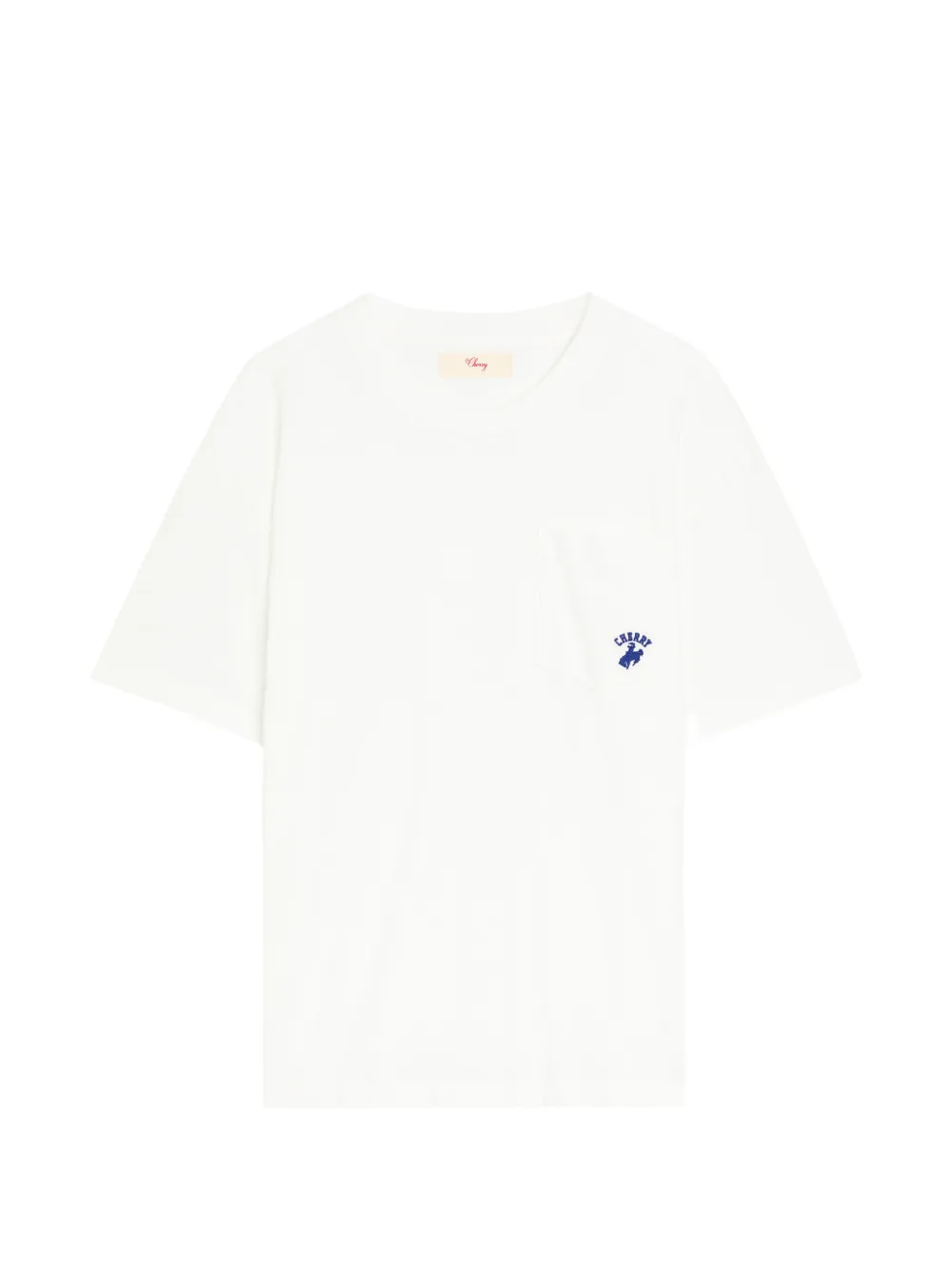 Cherry La Western Athletic Chest-pocket T-shirt In White