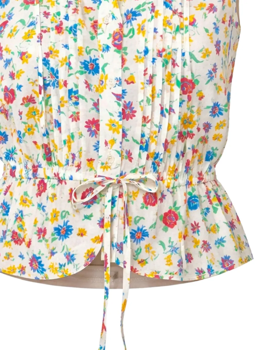  Mother The Love Letter Floral-print Drawstring Blouse - White 