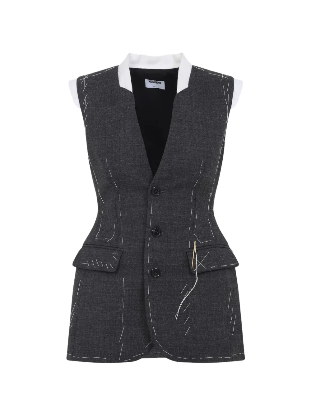 Moschino stitching-detail vest - Grau