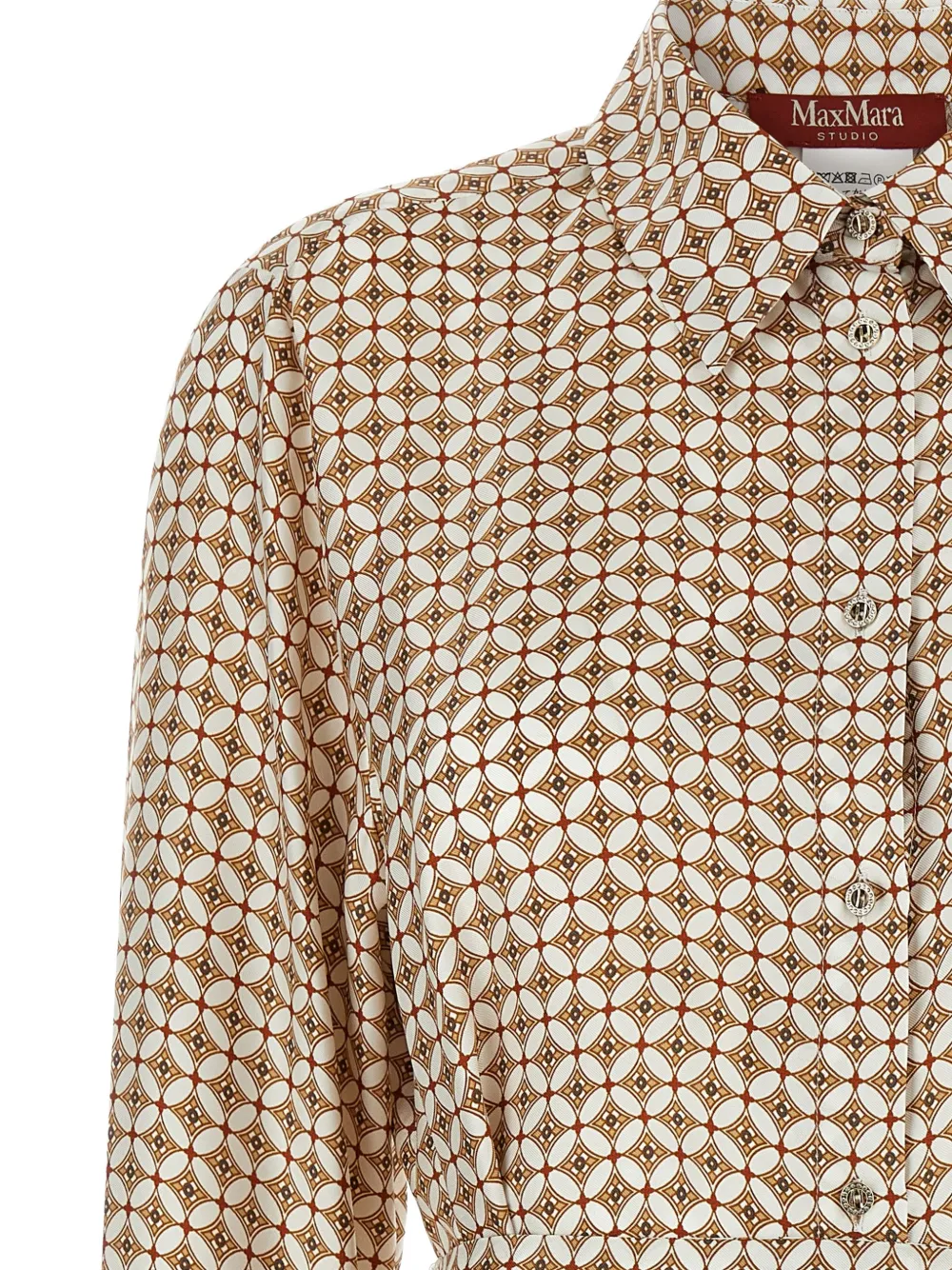  Max Mara Tenuta Print Belted Shirt - Neutrals 