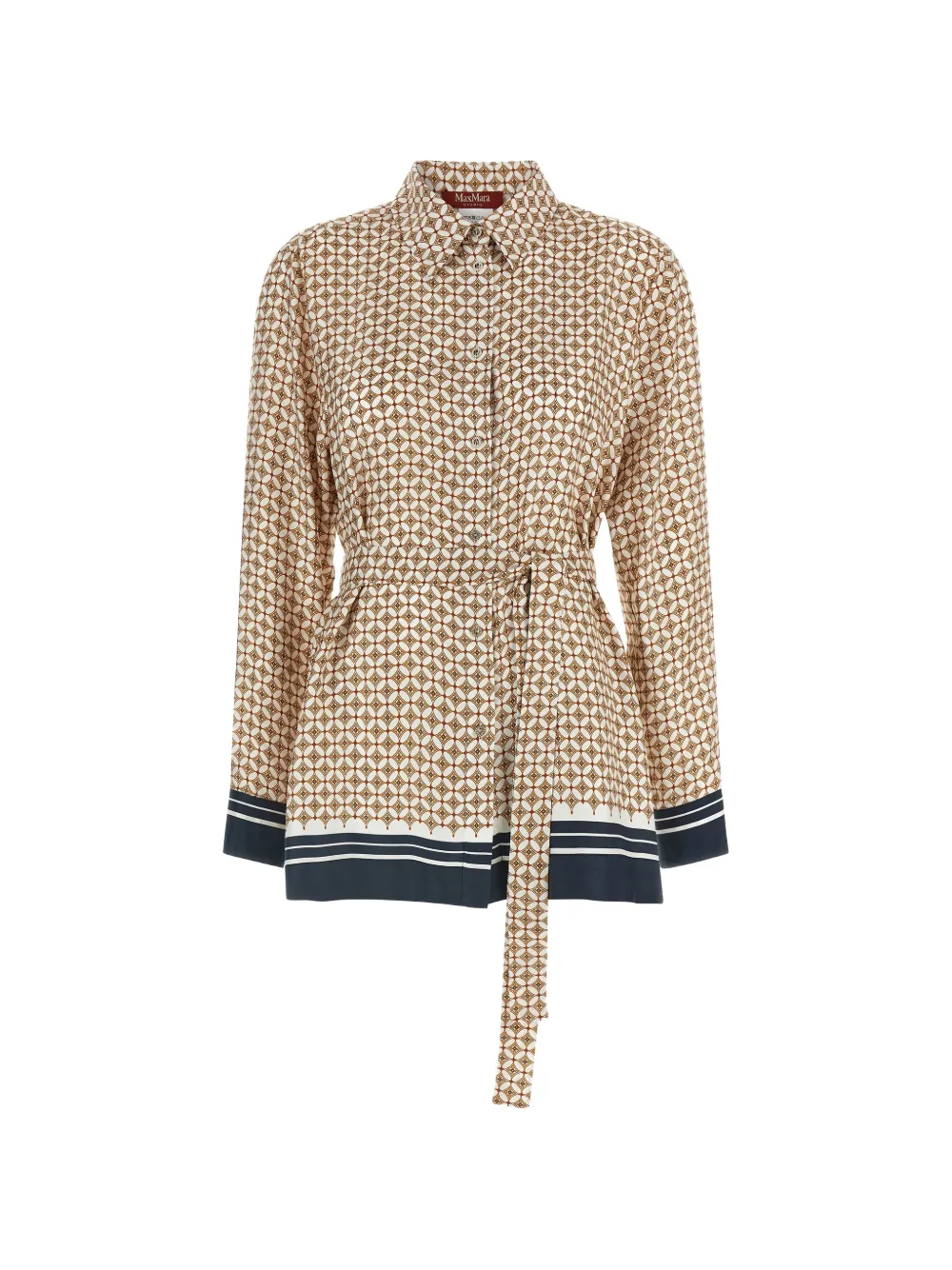 Max Mara Tenuta print belted shirt - Toni neutri