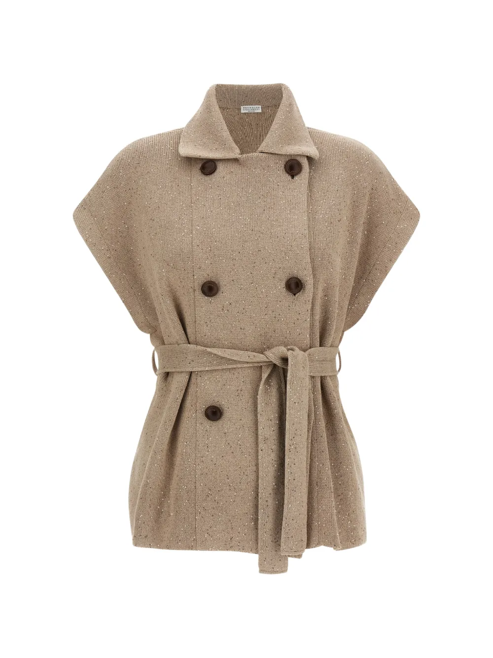 Brunello Cucinelli sequin-application double-breasted coat - Nude