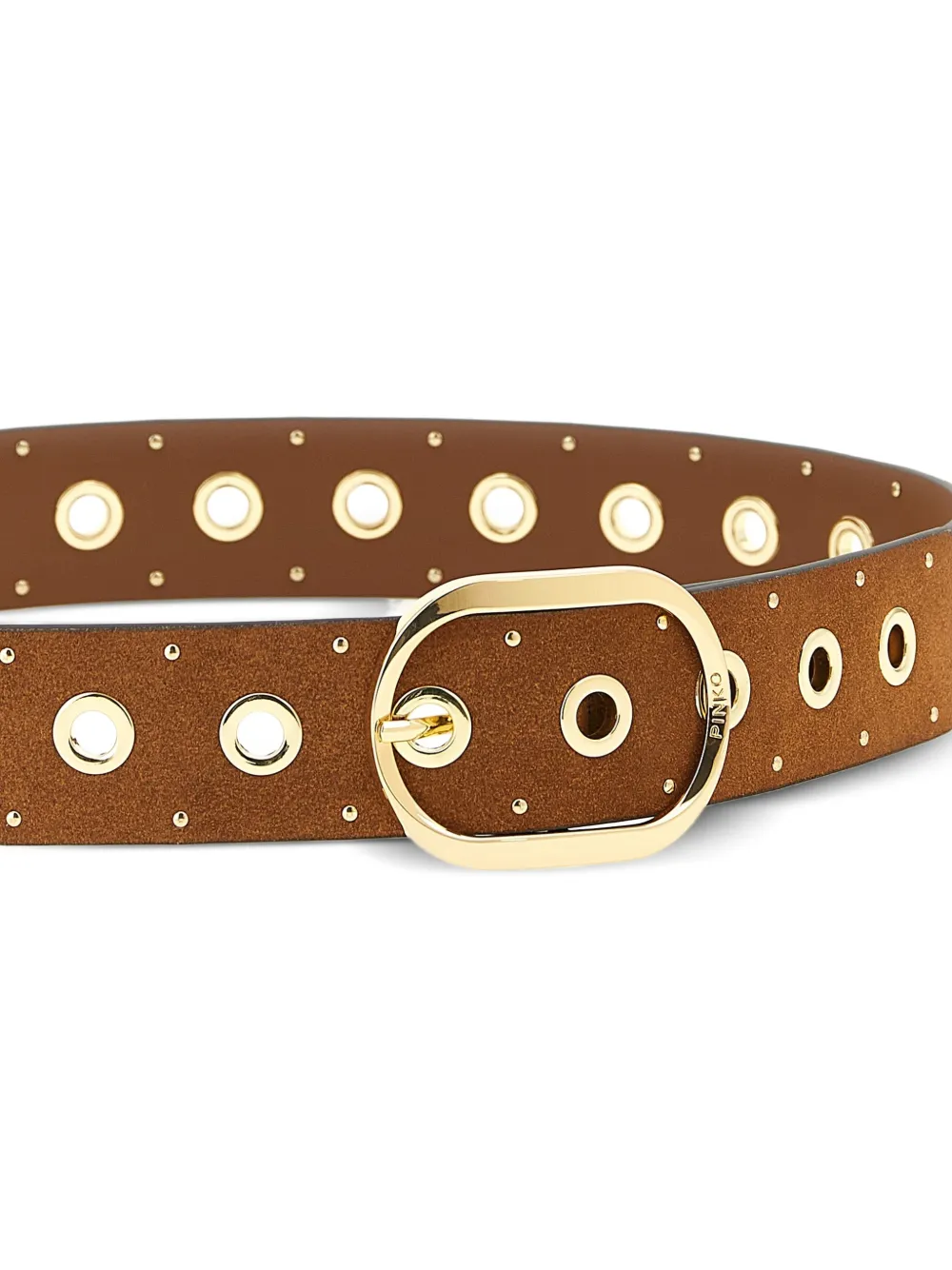  Pinko Studded Cut-out Leather Belt - Brown 