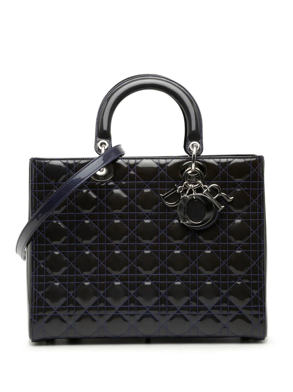 Christian Dior Pre-Owned 2015 Large Patent Cannage Lady Dior satchel - Purple