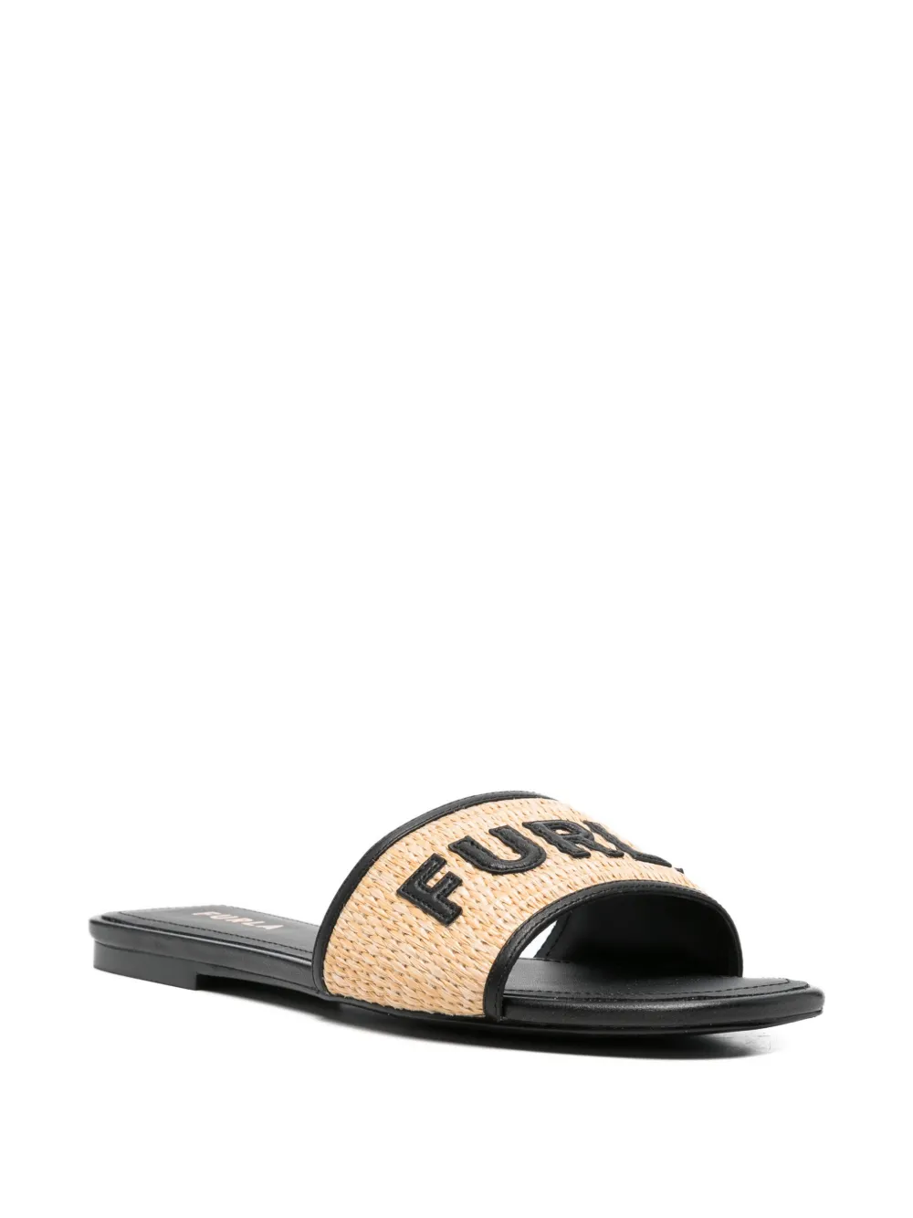 Furla logo-lettering flat sandals Beige