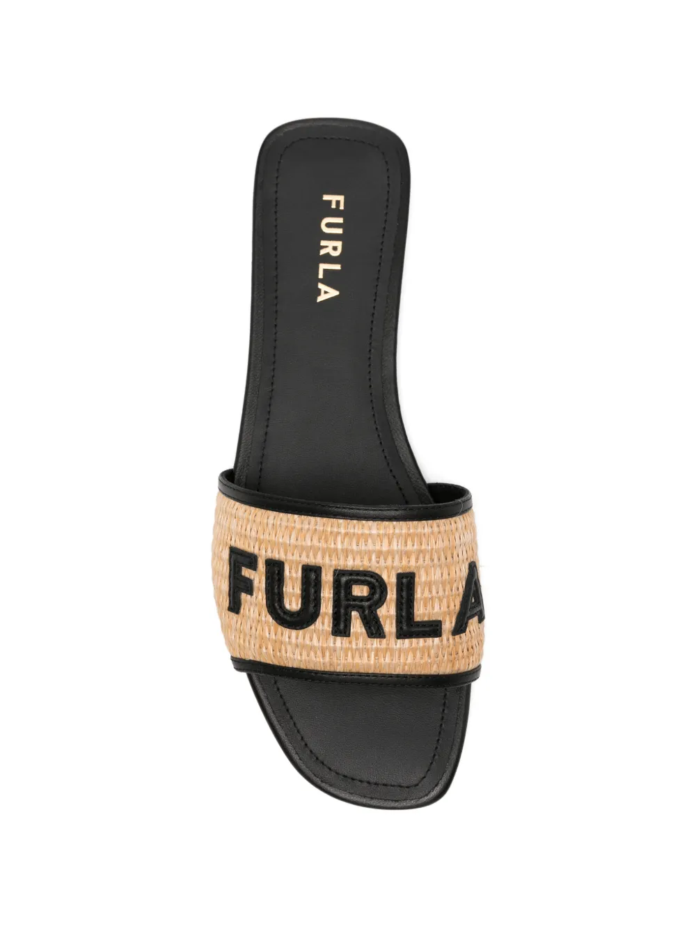 Furla logo-lettering flat sandals Beige