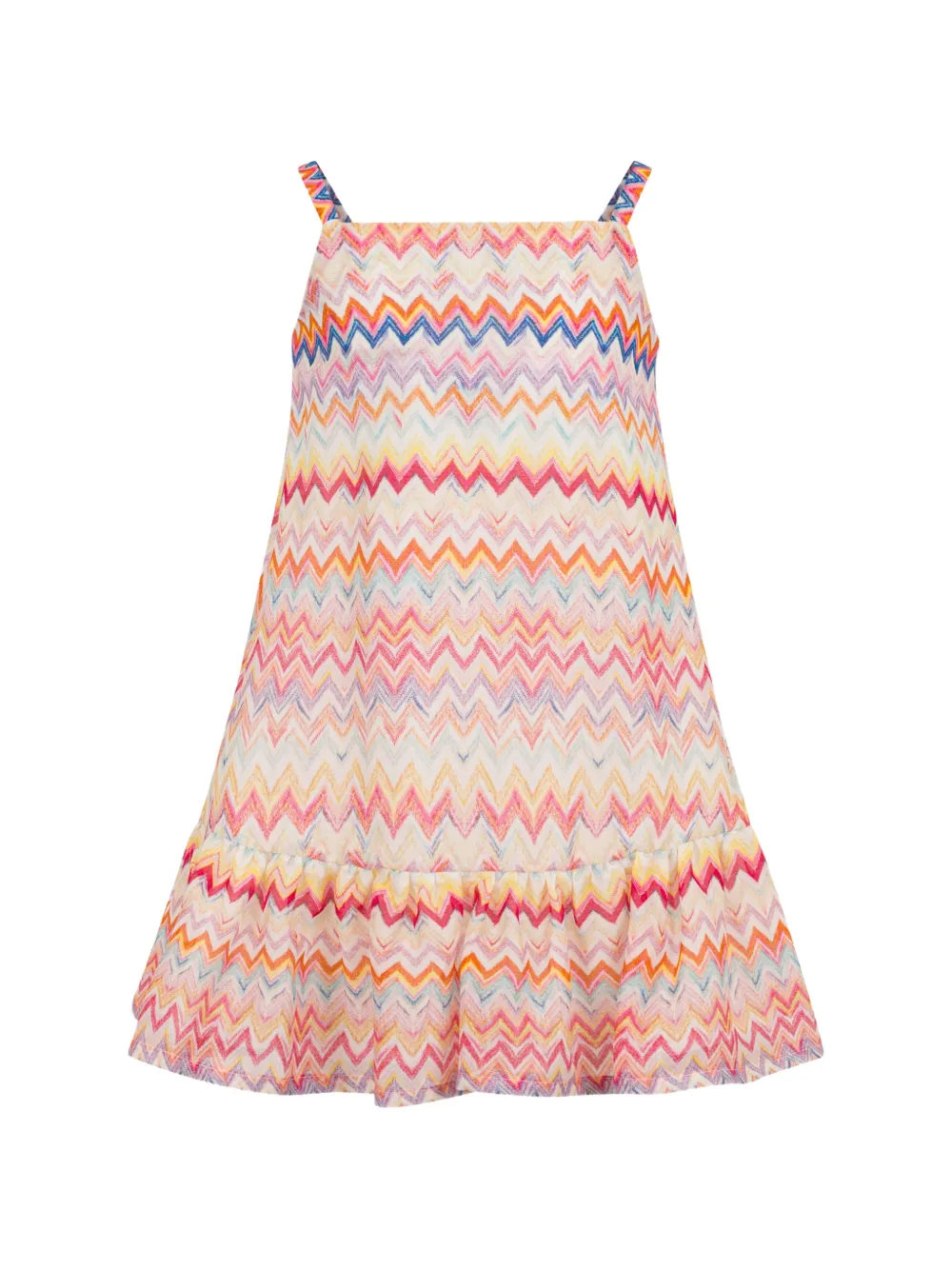 Missoni Kids zigzag-print ruffled dress - Neutrals