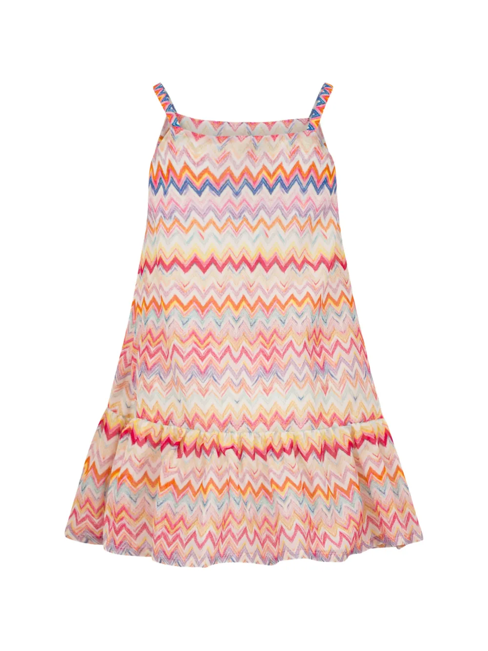 Missoni Kids Jurk met zigzag-print en ruches Beige
