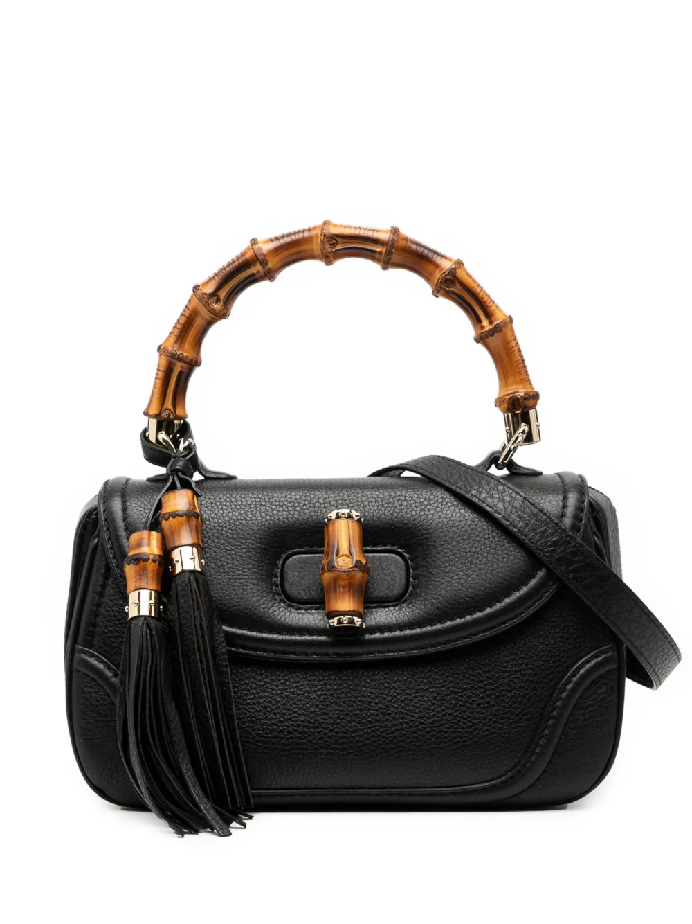 Gucci Pre-Owned 2000-2015 Medium Leather New Bamboo satchel - Nero