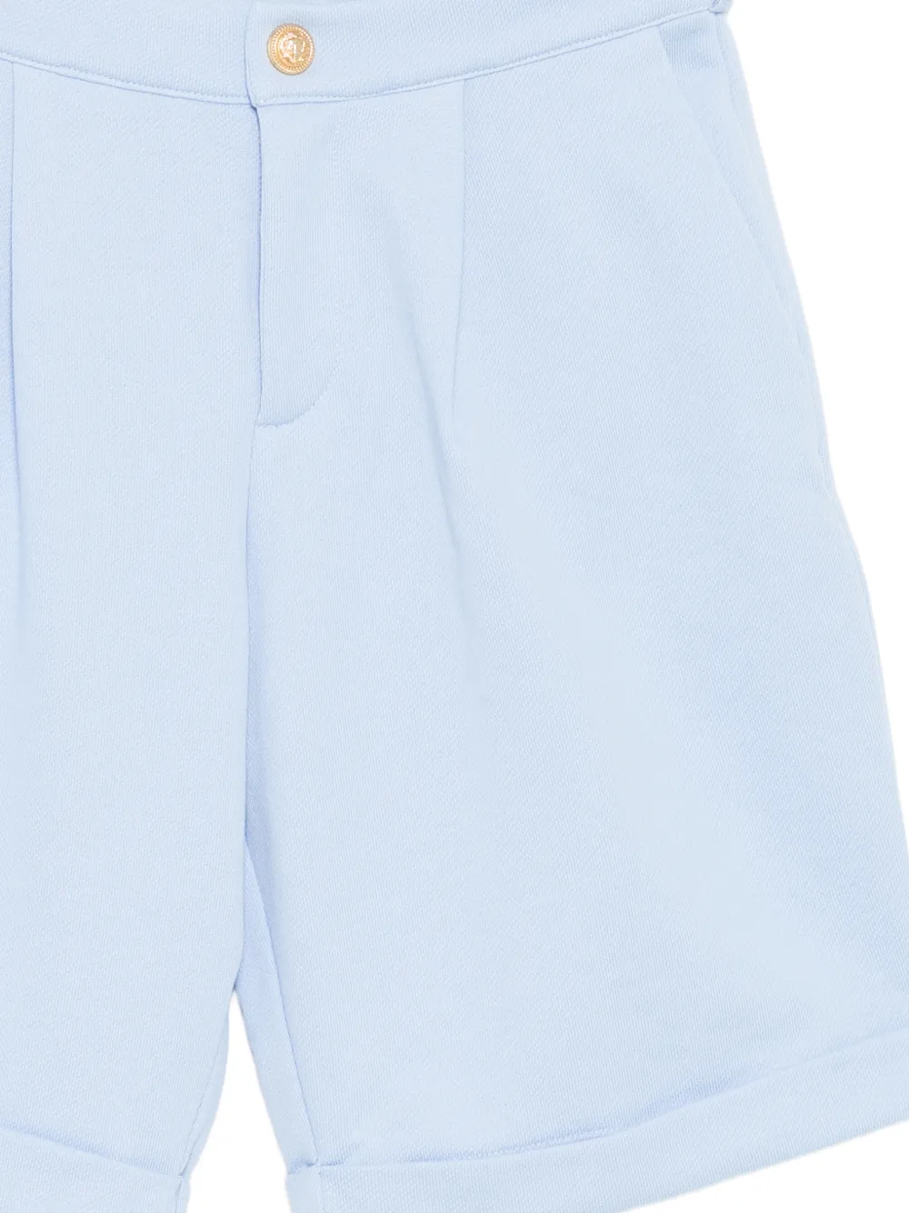 Balmain Kids Geplooide katoenen shorts Blauw