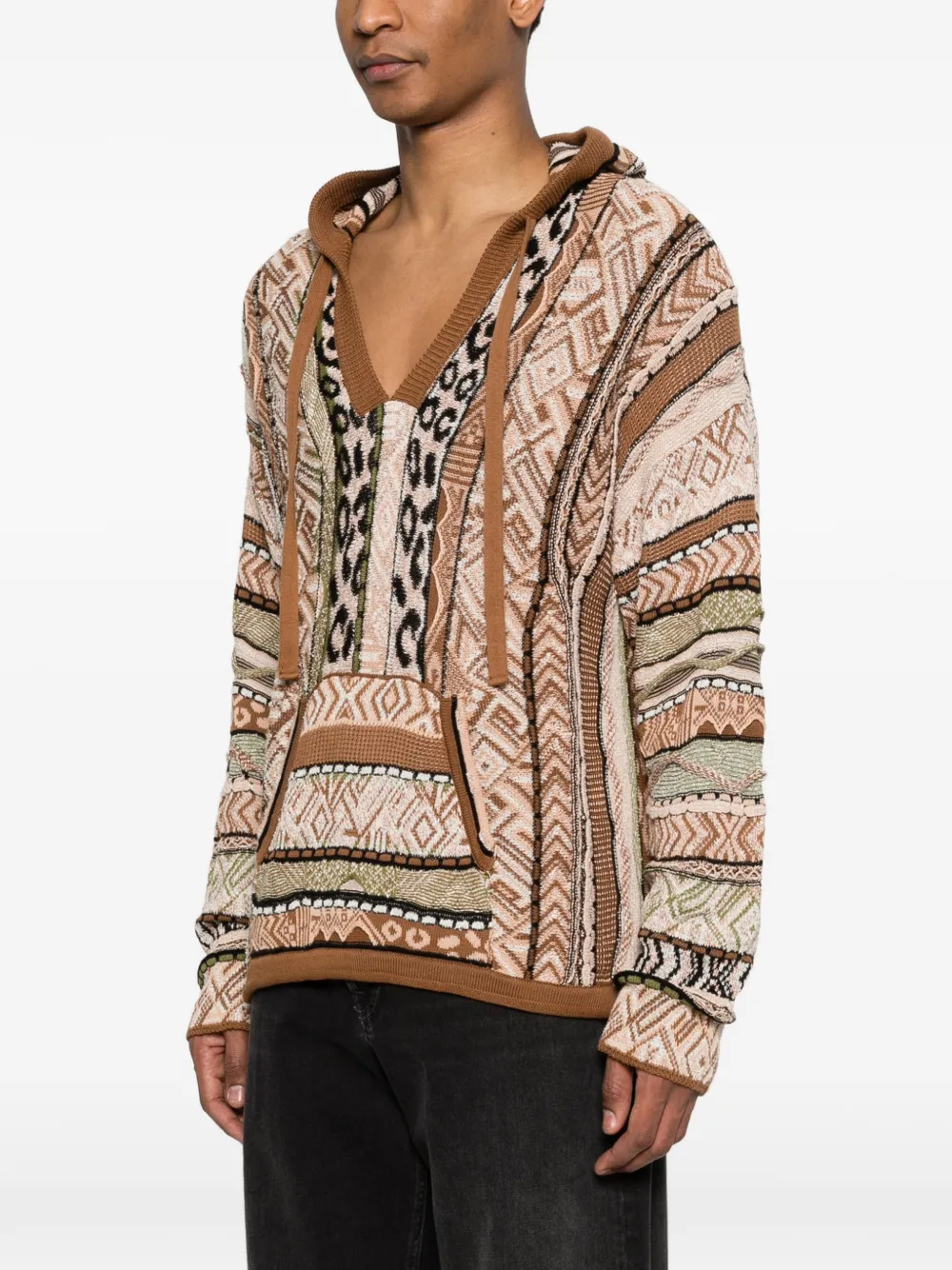 Patterned Knitted Hoodie