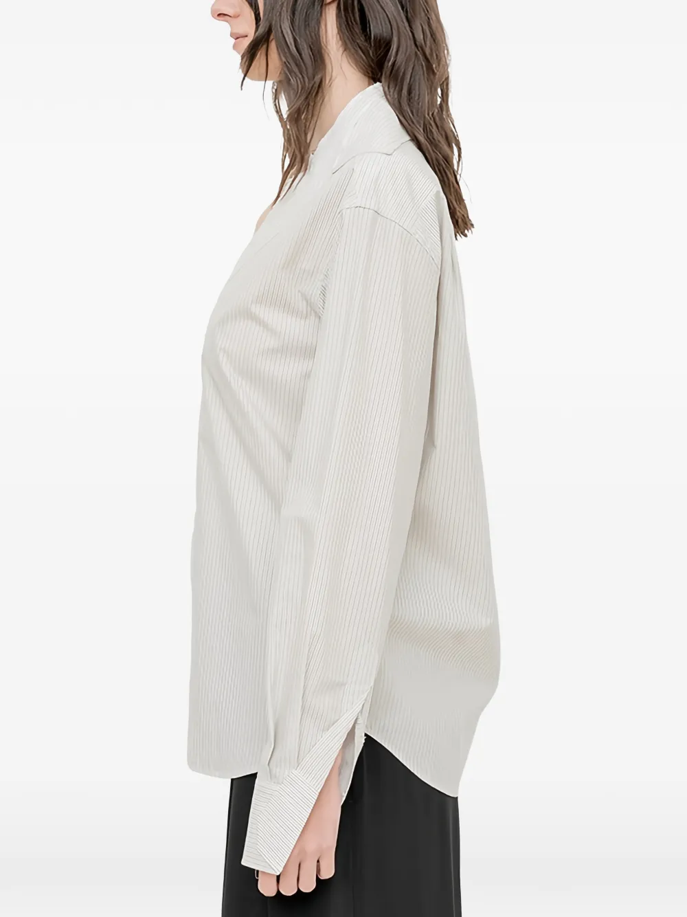 MM6 Maison Margiela Blouse met krijtstreep en V-hals Blauw