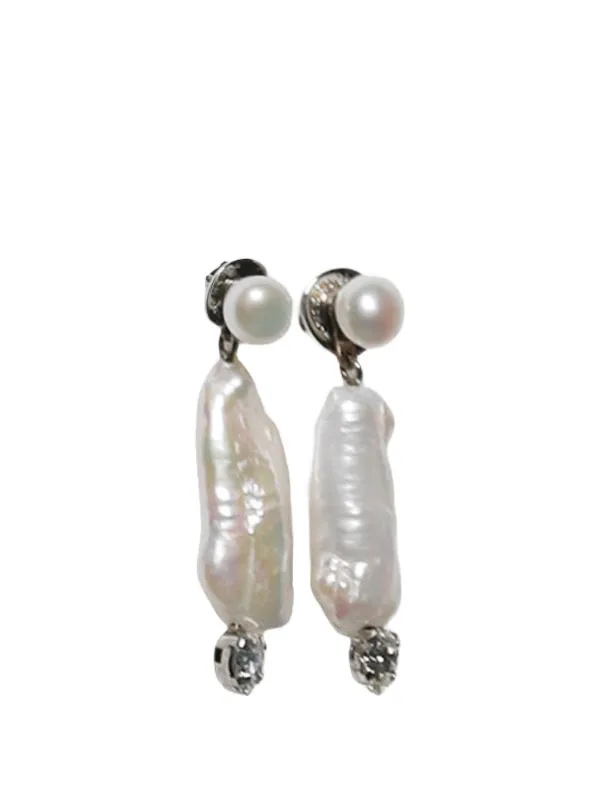 Simone Rocha Pearl Crystal Earrings in Silver