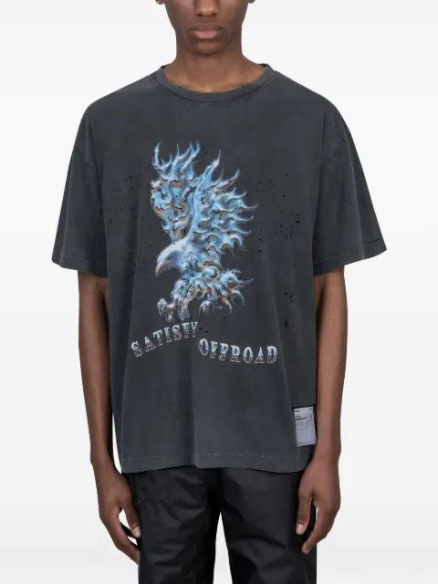 Satisfy distressed graphic-print T-shirt