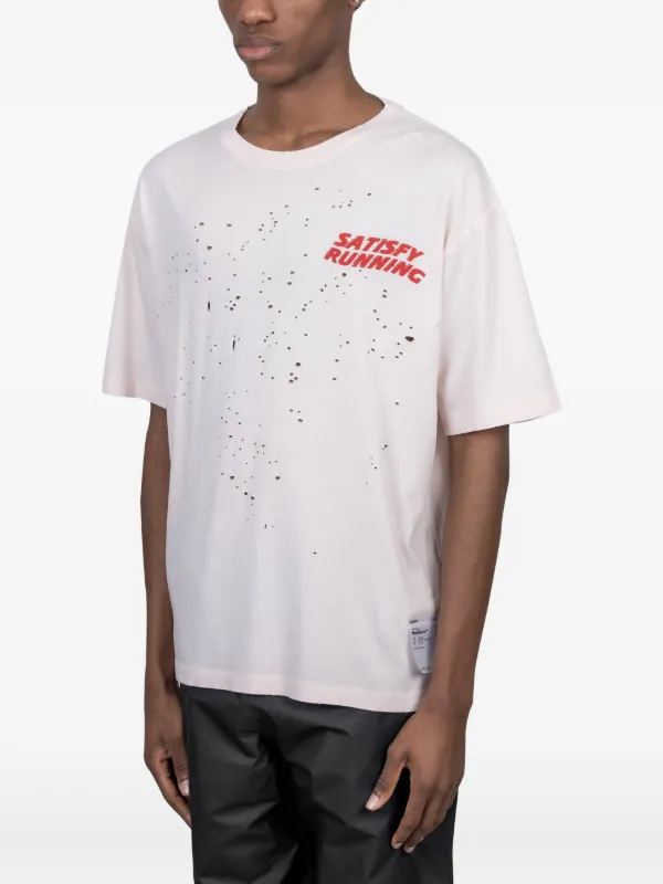 Satisfy Distressed logo-print T-shirt | White | FARFETCH