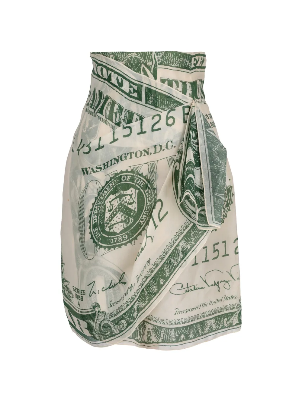 Vintage money-print silk mini skirt - Toni neutri