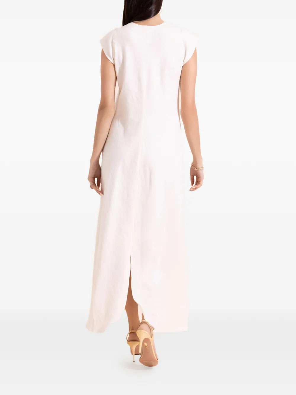 Peter Cohen Maxi-jurk met gewelfde zoom en V-hals Wit
