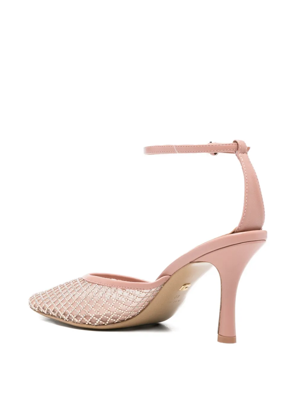  Lola Cruz Ruby Mesh Ankle Strap Court Shoes - Neutrals 