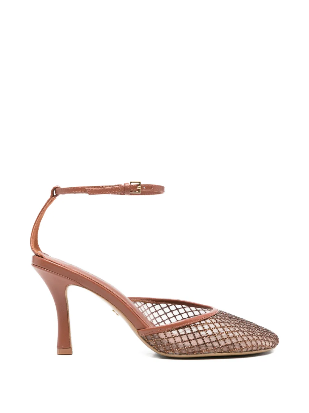 Lola Cruz Ruby ankle strap net pumps - Marrone