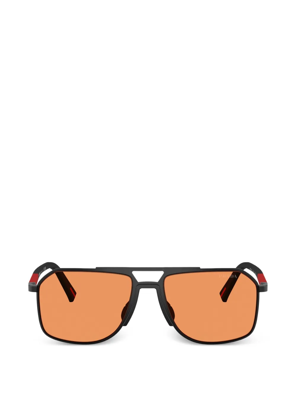 Prada Linea Rossa rectangle-frame bar-detail sunglasses - Nero