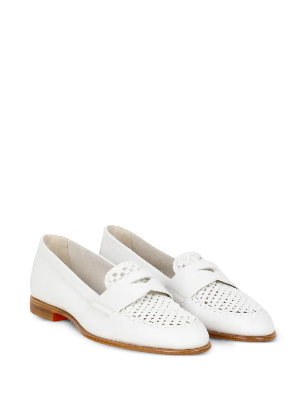  Santoni White Loafers 