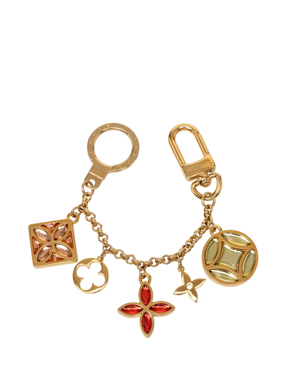 Louis Vuitton Pre-Owned 2012 Gold Plated Monogram Ice Flower Bag Charm key chain - Oro