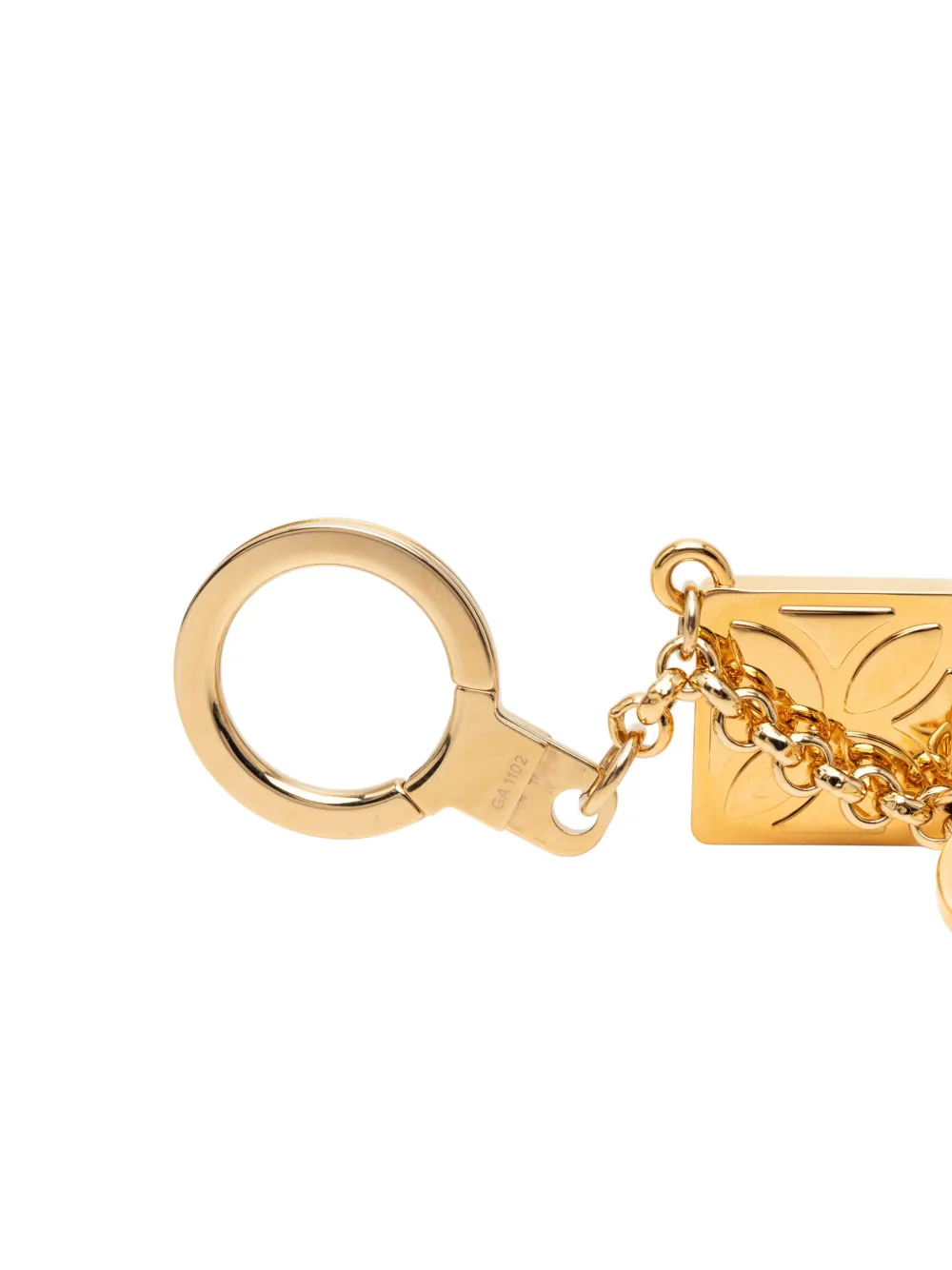 2012 Gold Plated Monogram Ice Flower Bag Charm Key Chain