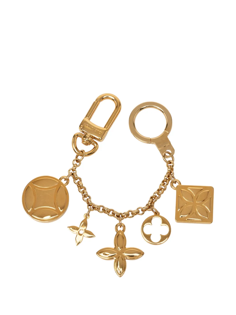 2012 Gold Plated Monogram Ice Flower Bag Charm Key Chain