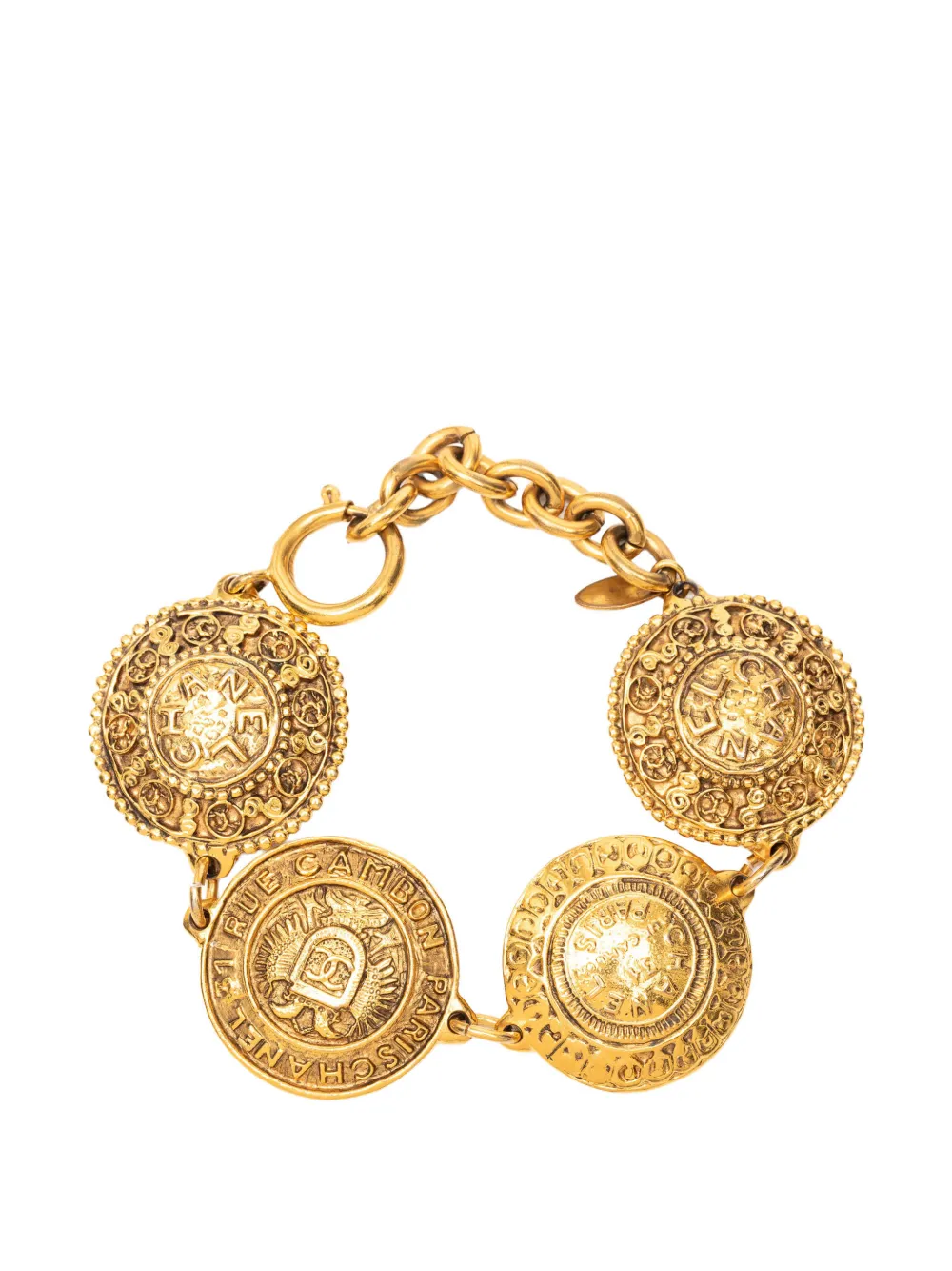 CHANEL Pre-Owned Bracciale CC a catena placcato oro con medaglioni 1970-1980