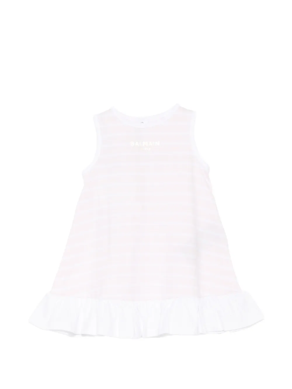 Balmain Kids cotton striped dress - White