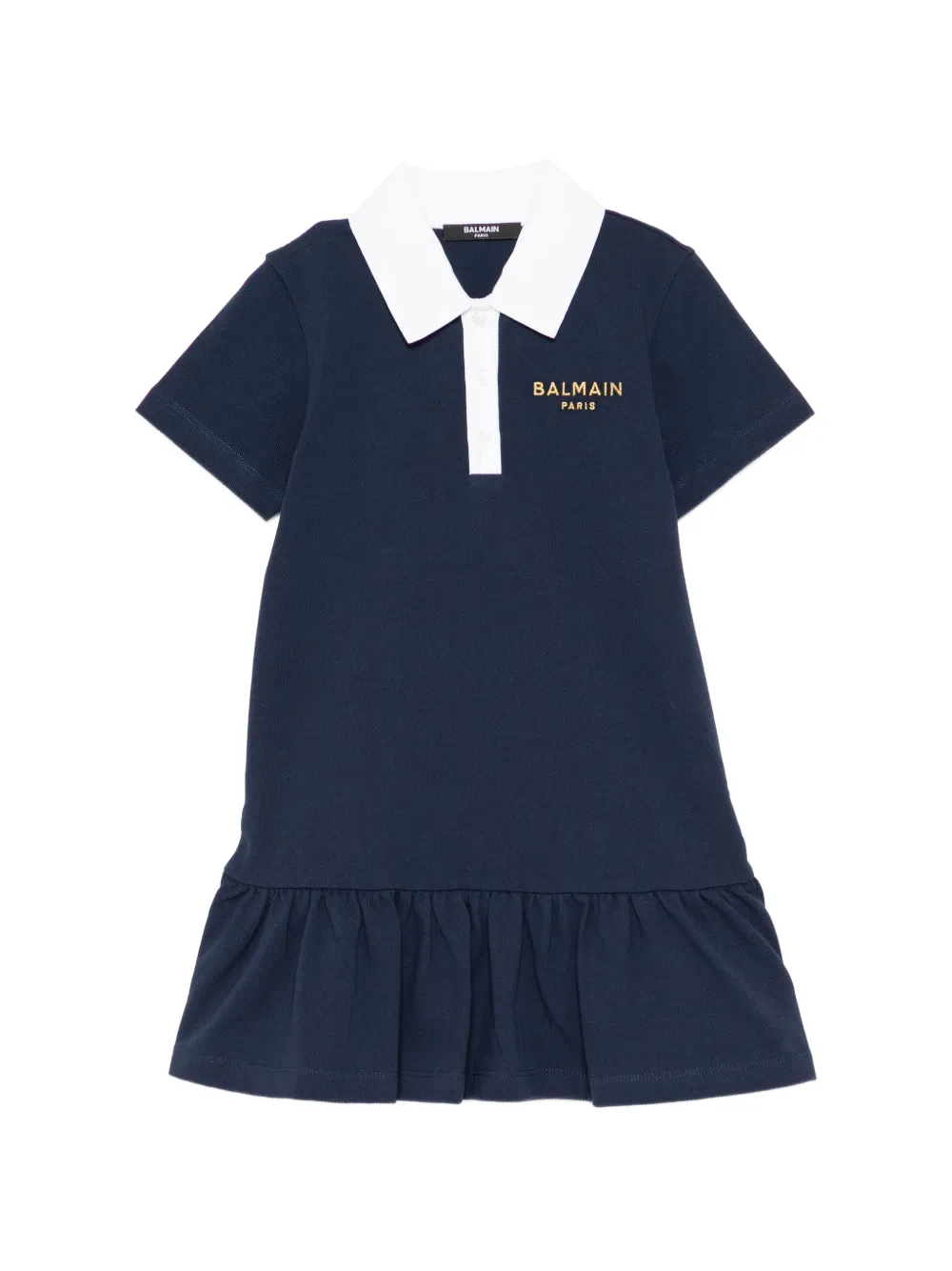 Balmain Kids logo-embroidered dress - Blue